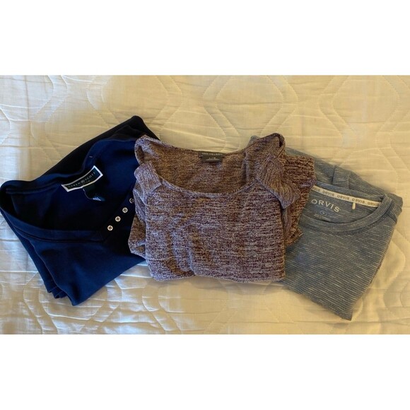 Bundle Lot 3 Womens Blouses Van Heusen, Orvis, Karen Scott Tops + Stretch - Picture 2 of 12